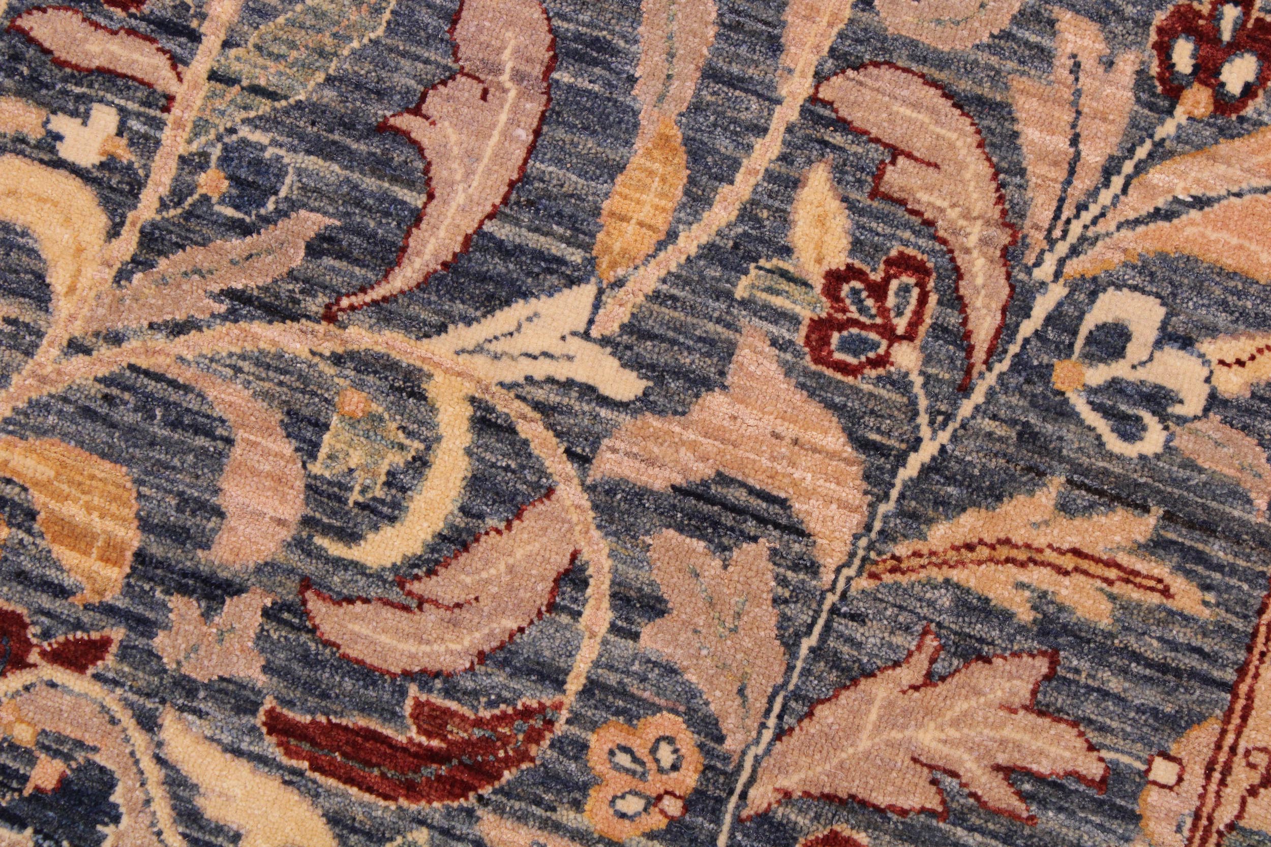 handmade Transitional Lahore Blue Aubergine Hand Knotted RECTANGLE 100% WOOL area rug 9' x 12'