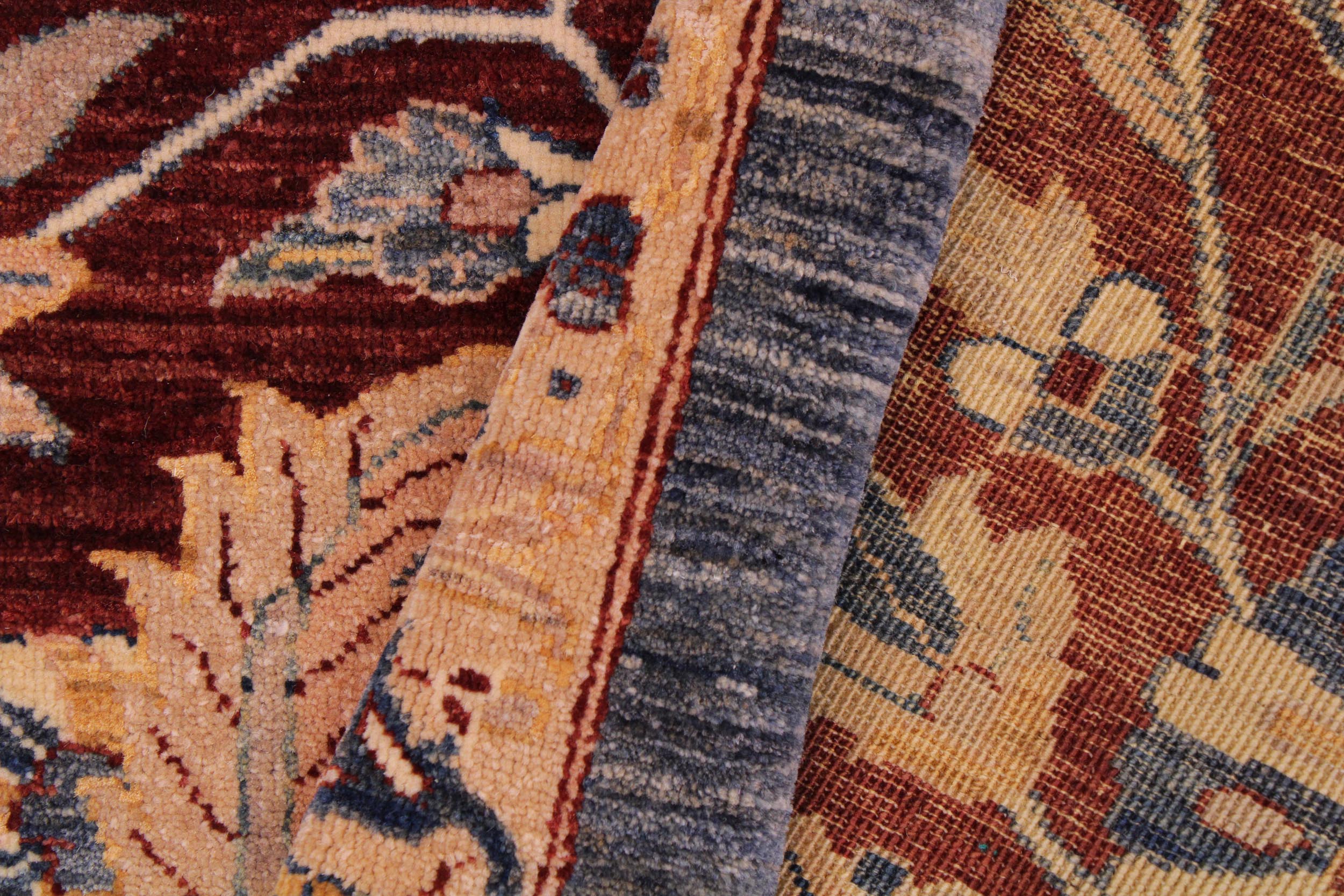 handmade Transitional Lahore Blue Aubergine Hand Knotted RECTANGLE 100% WOOL area rug 9' x 12'