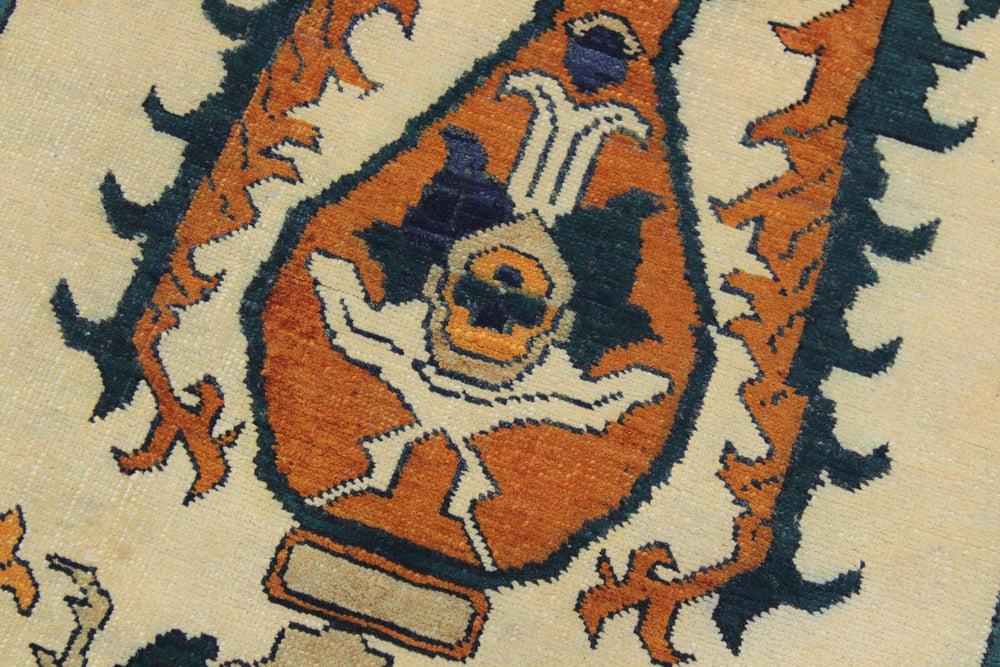 handmade Transitional Veg Dye Ivory Rust Hand Knotted RUNNER 100% WOOL area rug 3' x 10'