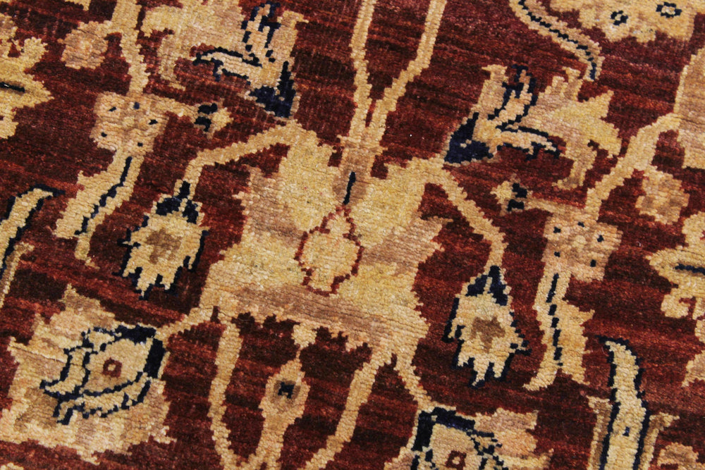 handmade Transitional Kafkaz Drk. Red Blue Hand Knotted RUNNER 100% WOOL area rug 3' x 12'