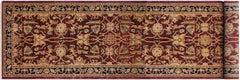 handmade Transitional Kafkaz Drk. Red Blue Hand Knotted RUNNER 100% WOOL area rug 3' x 12'