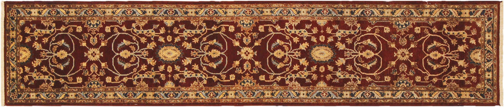 handmade Transitional Kafkaz Red Blue Hand Knotted RUNNER 100% WOOL area rug 2' x 12'