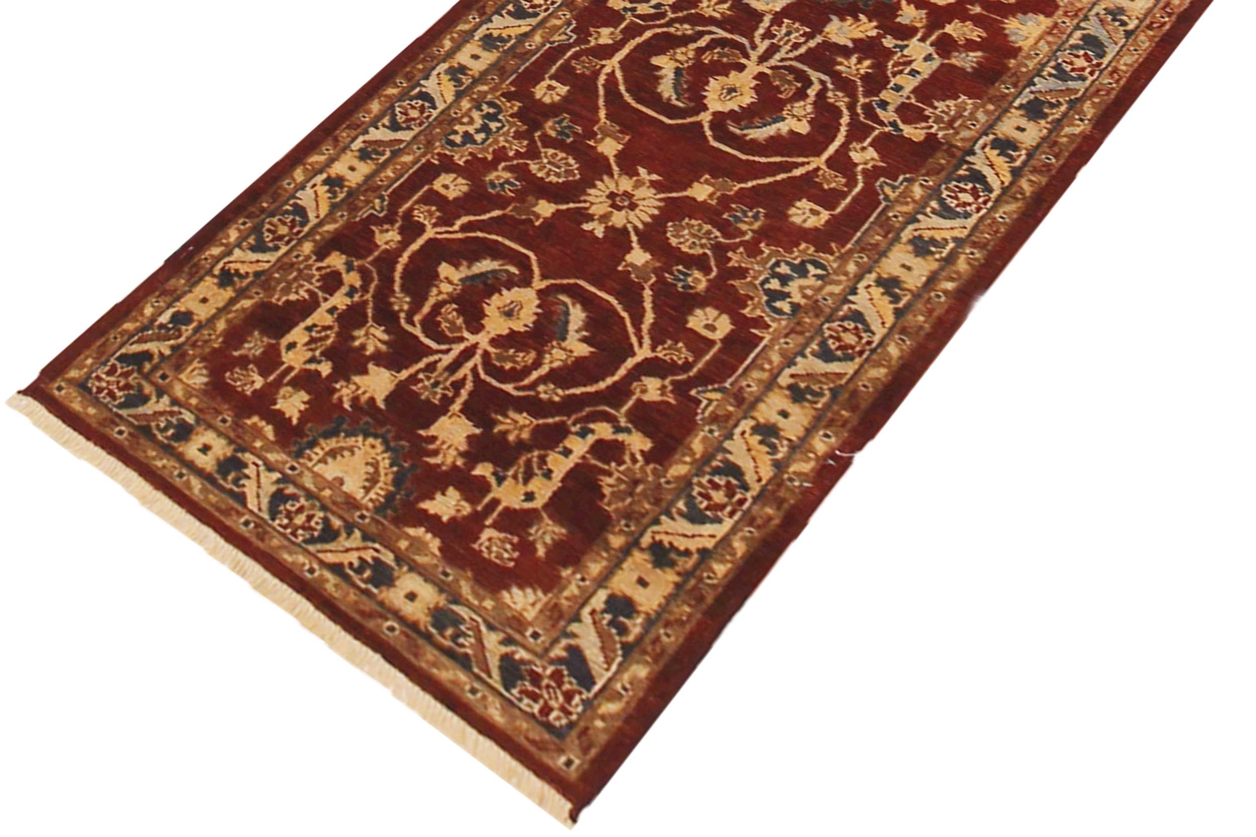 handmade Transitional Kafkaz Red Blue Hand Knotted RUNNER 100% WOOL area rug 2' x 12'
