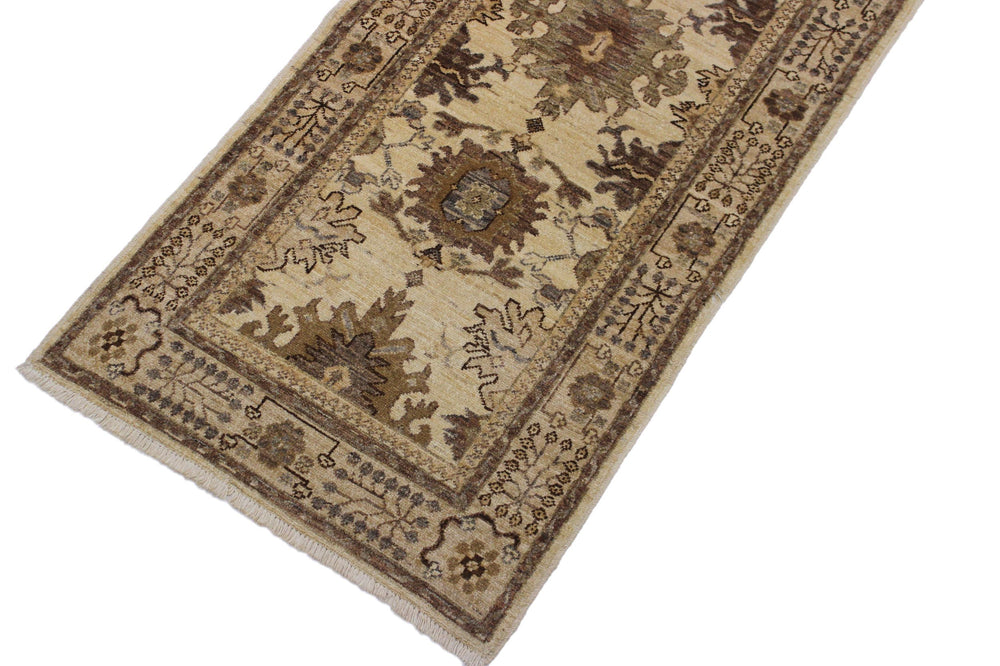 handmade Geometric Kafkaz Beige Lt. Brown Hand Knotted RUNNER 100% WOOL area rug 3' x 10'