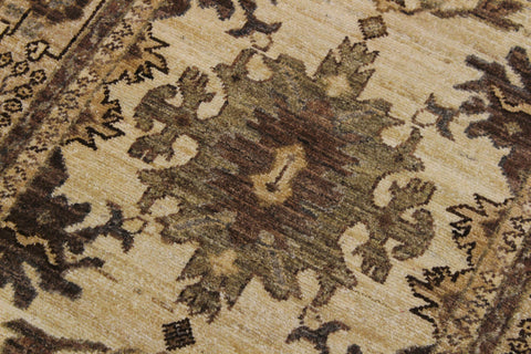 handmade Geometric Kafkaz Beige Lt. Brown Hand Knotted RUNNER 100% WOOL area rug 3' x 10'