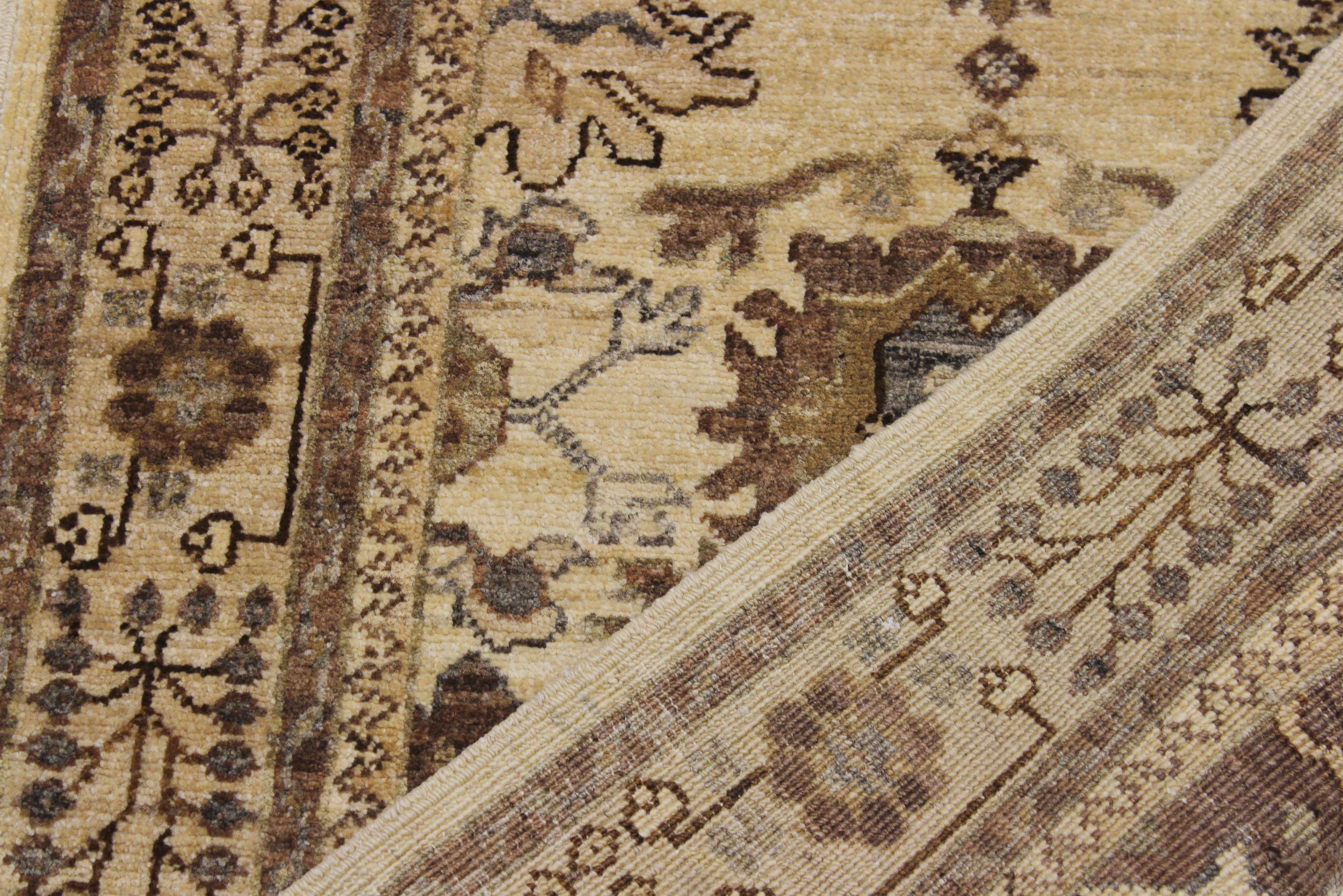handmade Geometric Kafkaz Beige Lt. Brown Hand Knotted RUNNER 100% WOOL area rug 3' x 10'