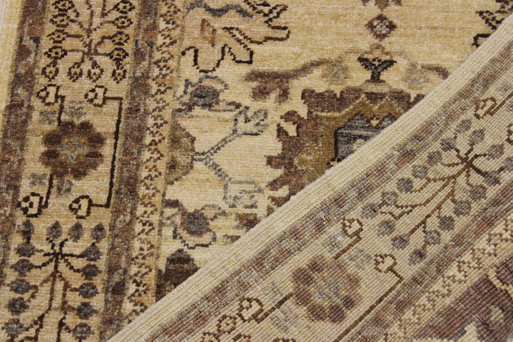handmade Geometric Kafkaz Beige Lt. Brown Hand Knotted RUNNER 100% WOOL area rug 3' x 10'