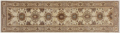 handmade Geometric Kafkaz Beige Lt. Brown Hand Knotted RUNNER 100% WOOL area rug 3' x 10'