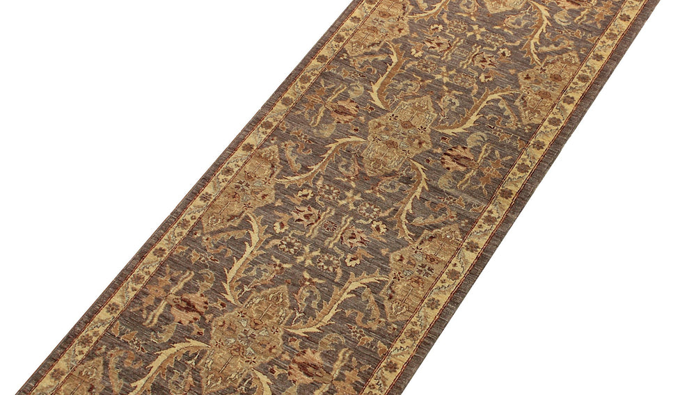 handmade Transitional Kafkaz Gray Ivory Hand Knotted RUNNER 100% WOOL area rug 3' x 11'