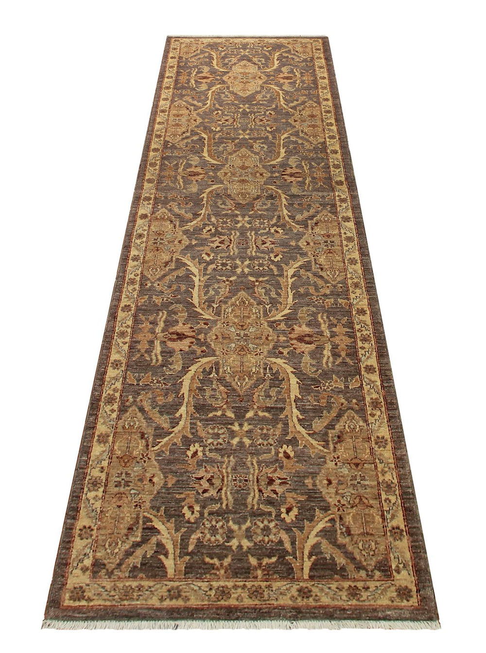 handmade Transitional Kafkaz Gray Ivory Hand Knotted RUNNER 100% WOOL area rug 3' x 11'