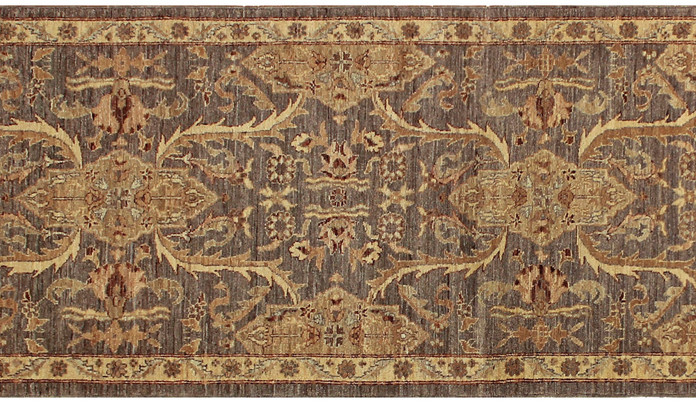 handmade Transitional Kafkaz Gray Ivory Hand Knotted RUNNER 100% WOOL area rug 3' x 11'