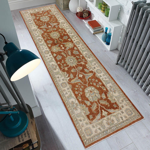 handmade Traditional Kafkaz Rust Ivory Hand Knotted RUNNER 100% WOOL area rug 3' x 9'