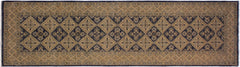 handmade Geometric Kafkaz Blue Beige Hand Knotted RUNNER 100% WOOL area rug 3' x 8'