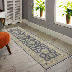 handmade Traditional Kafkaz Gray Ivory Hand Knotted RUNNER 100% WOOL area rug 2' x 8'
