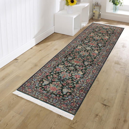 handmade Traditional Sohil Green Blue Hand Knotted RUNNER 100% WOOL area rug 3' x 10'