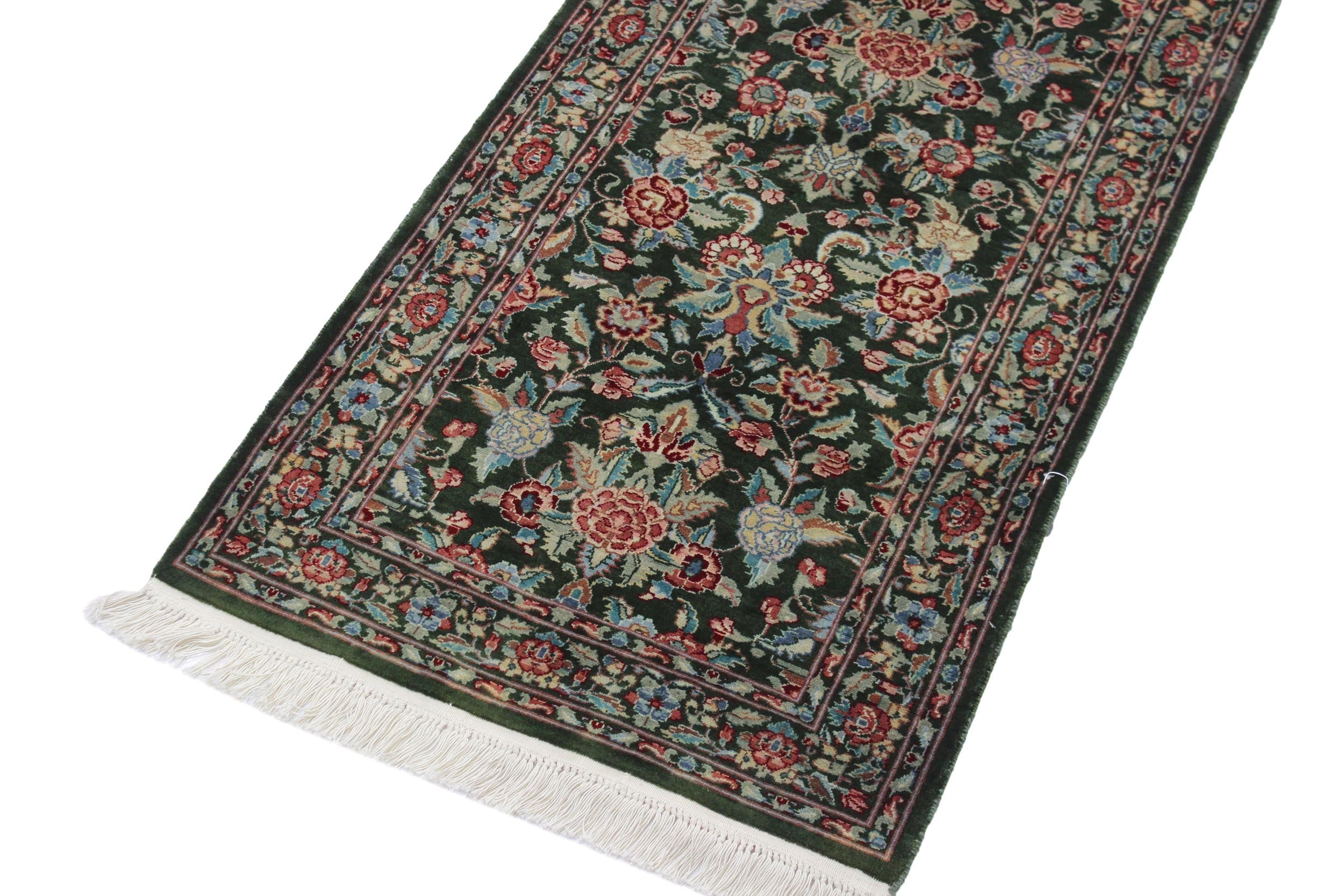 handmade Traditional Sohil Green Blue Hand Knotted RUNNER 100% WOOL area rug 3' x 10'