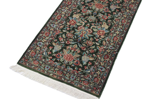 handmade Traditional Sohil Green Blue Hand Knotted RUNNER 100% WOOL area rug 3' x 10'