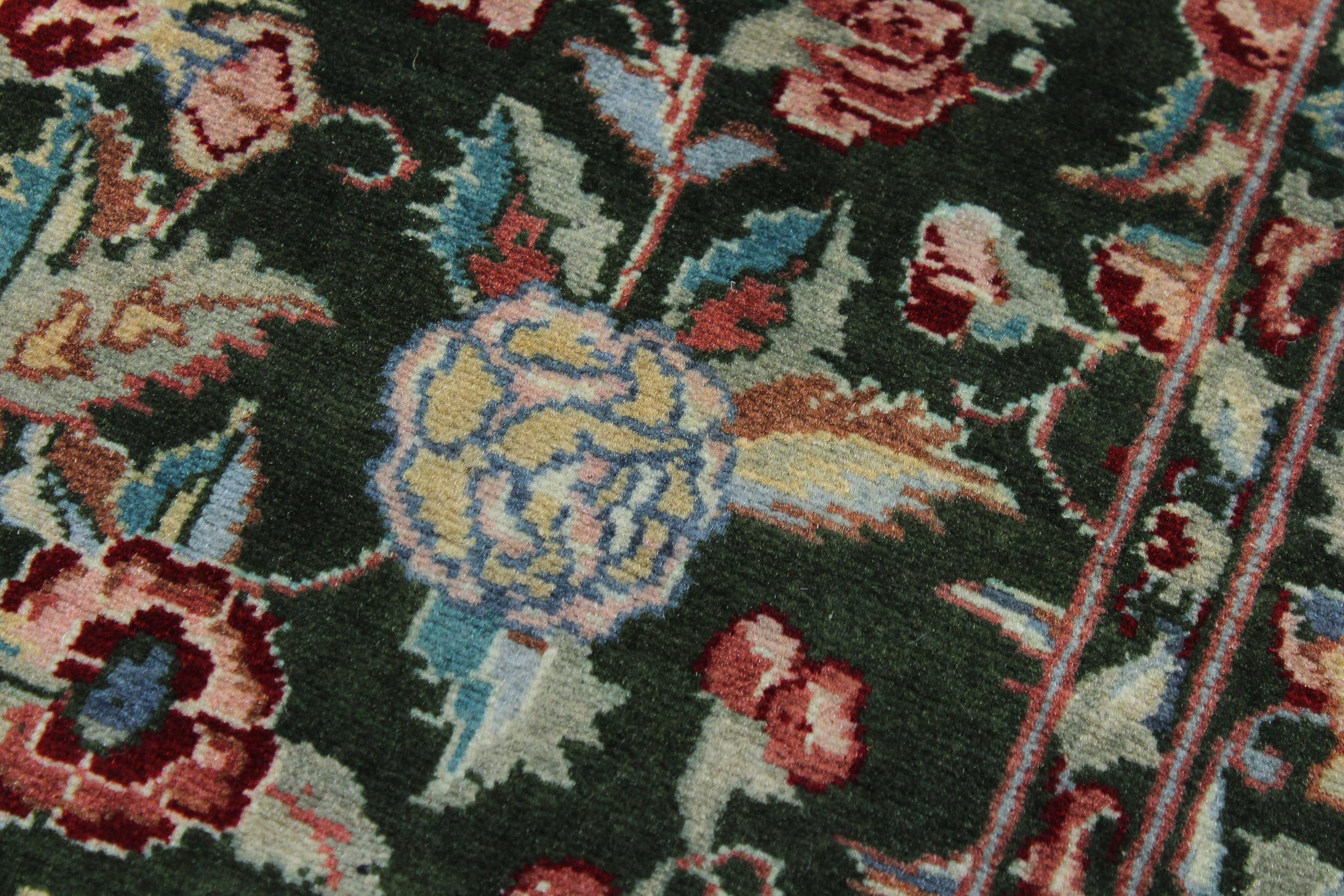 handmade Traditional Sohil Green Blue Hand Knotted RUNNER 100% WOOL area rug 3' x 10'
