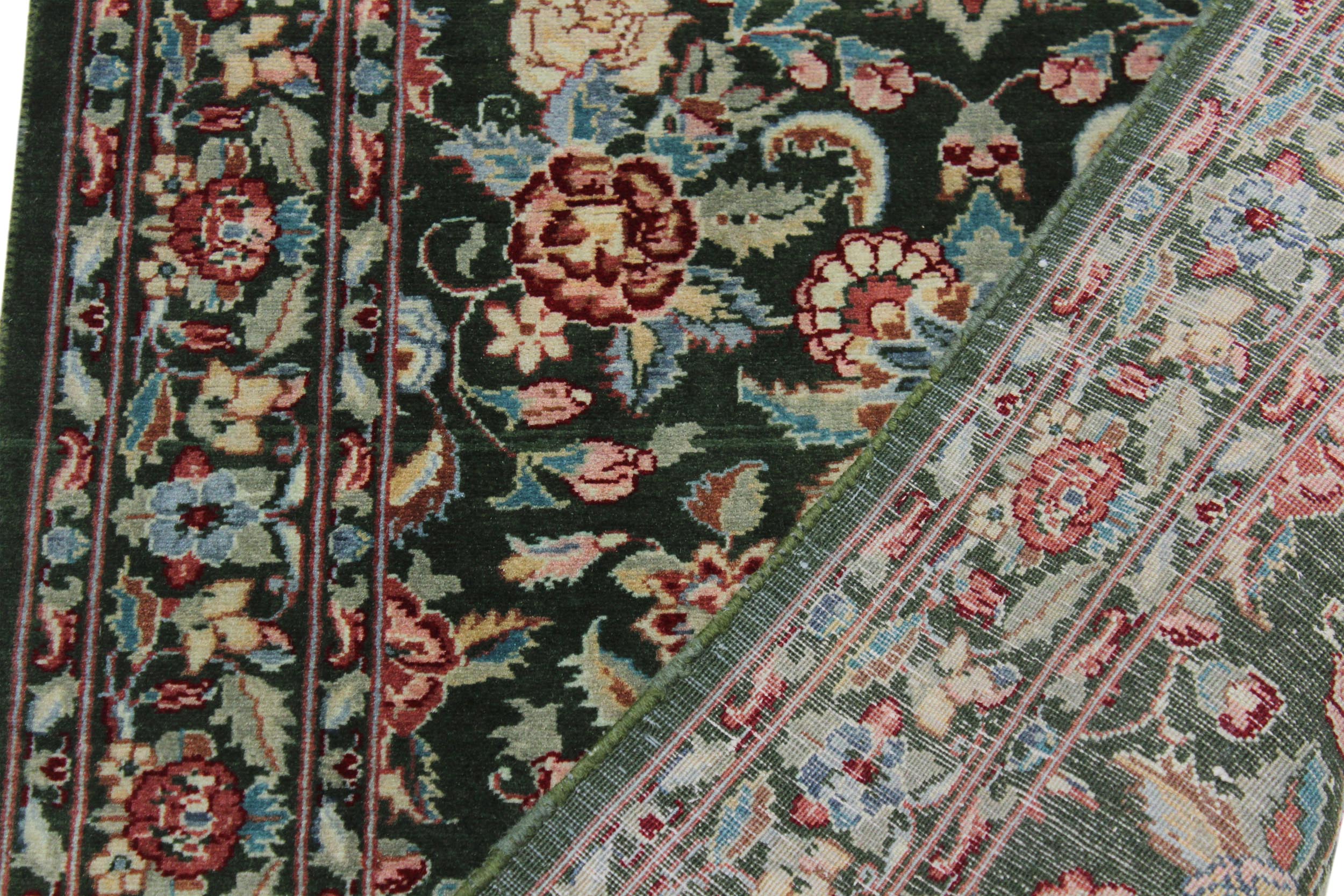 handmade Traditional Sohil Green Blue Hand Knotted RUNNER 100% WOOL area rug 3' x 10'