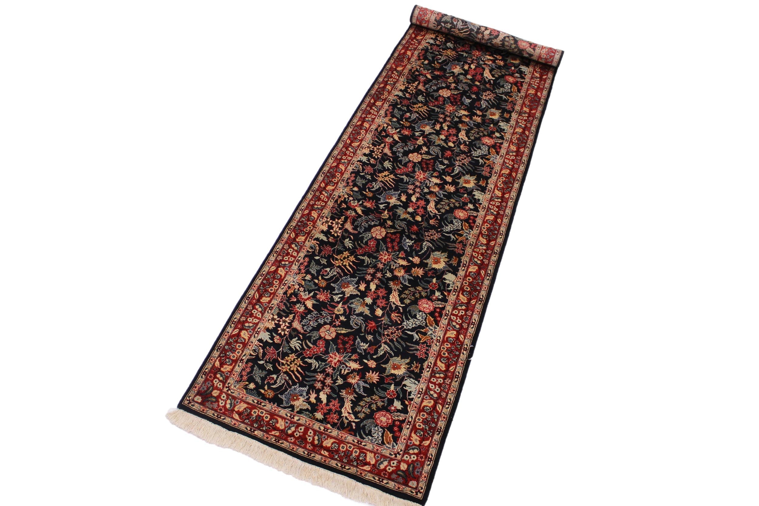 handmade Traditional Basarabian Black Red Hand Knotted RUNNER 100% WOOL area rug 3' x 12'