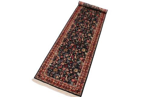 handmade Traditional Basarabian Black Red Hand Knotted RUNNER 100% WOOL area rug 3' x 12'