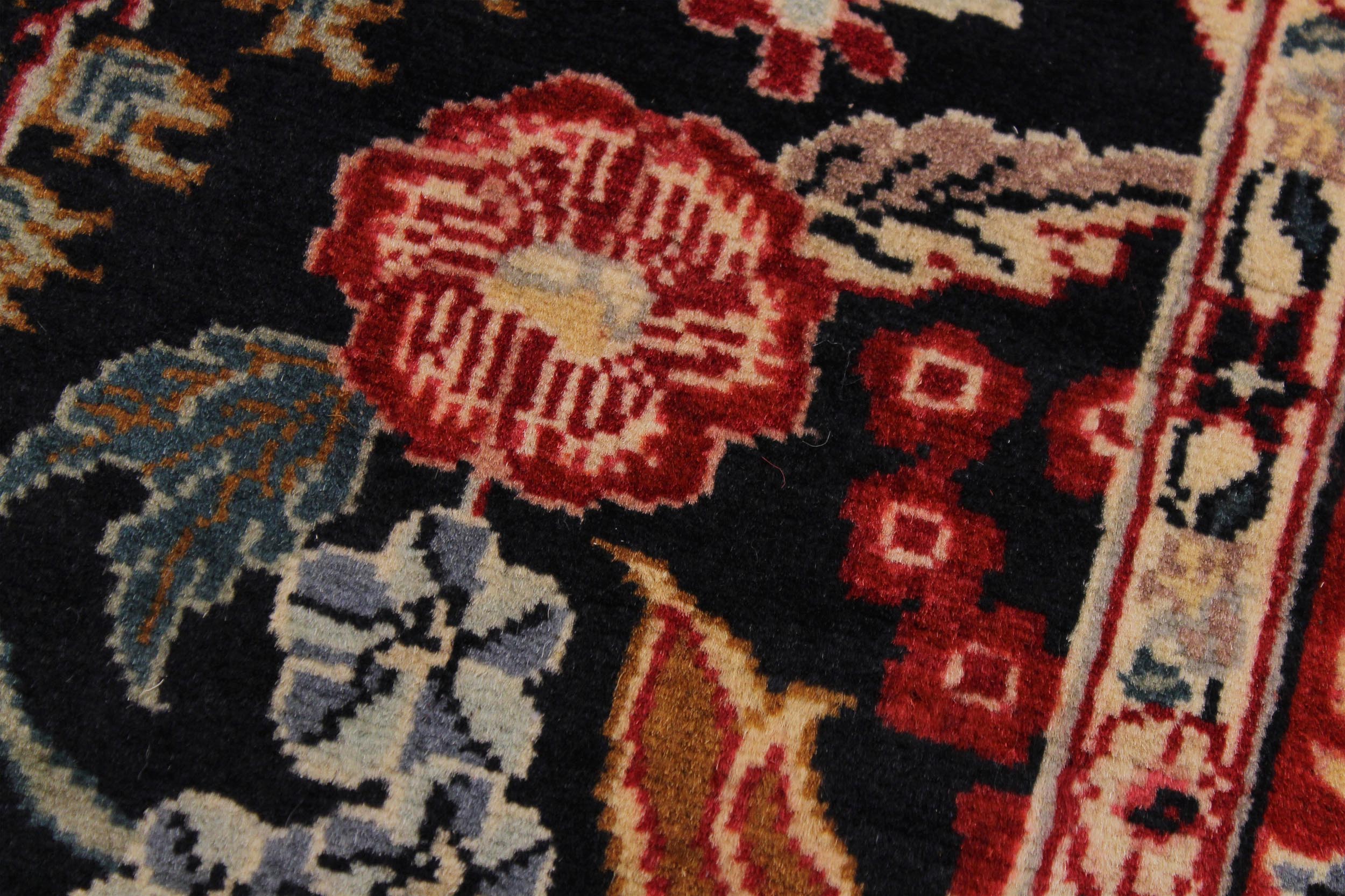 handmade Traditional Basarabian Black Red Hand Knotted RUNNER 100% WOOL area rug 3' x 12'