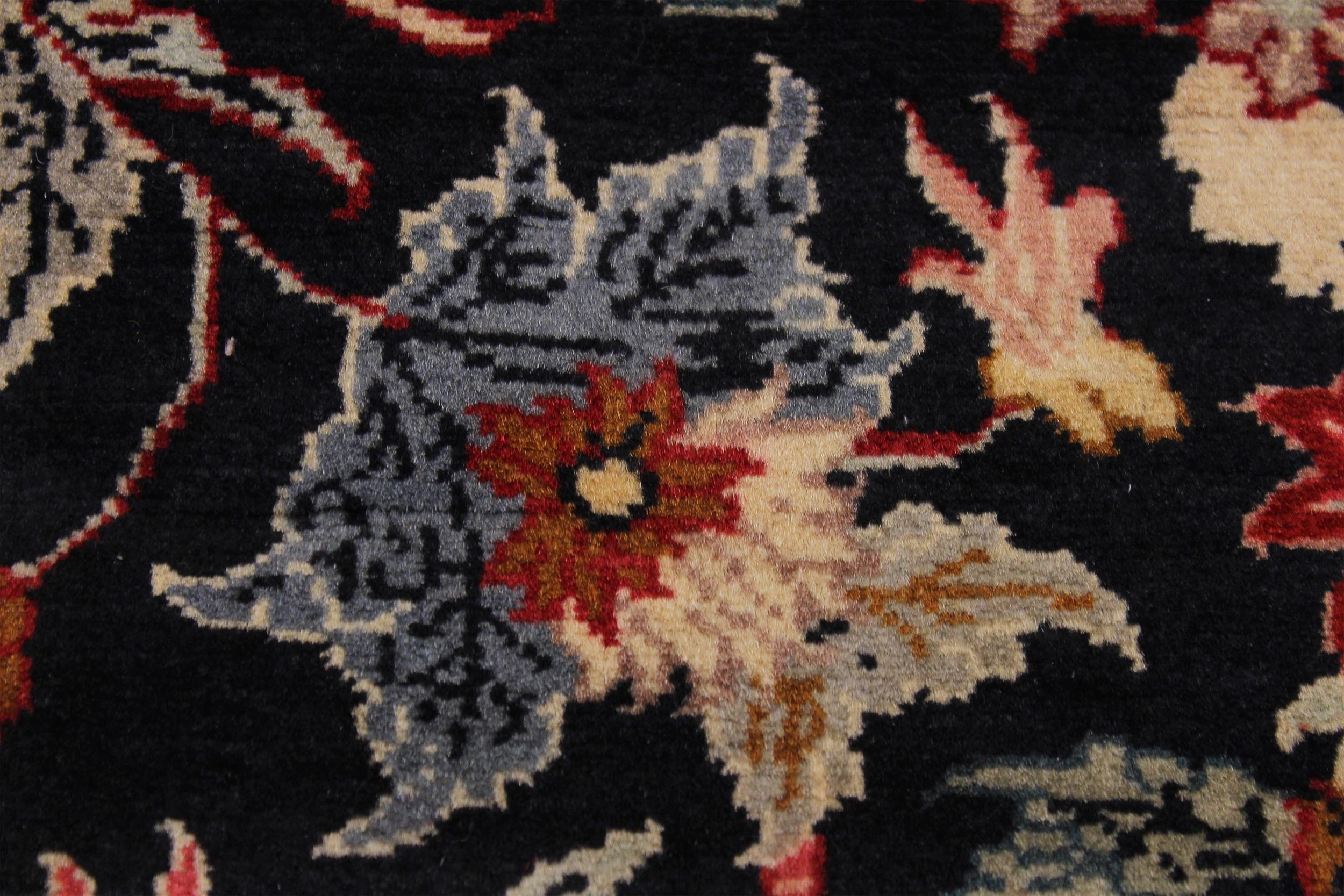 handmade Traditional Basarabian Black Red Hand Knotted RUNNER 100% WOOL area rug 3' x 12'