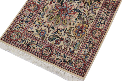 handmade Traditional Kashan Beige Pink Hand Knotted RUNNER 100% WOOL area rug 3' x 11'