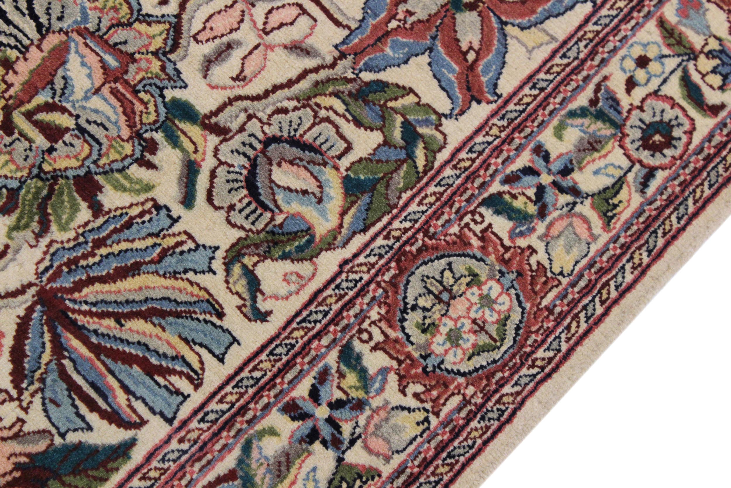 handmade Traditional Kashan Beige Pink Hand Knotted RUNNER 100% WOOL area rug 3' x 11'