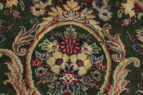 handmade Traditional Gulzar Green Gold Hand Knotted RUNNER 100% WOOL area rug 3' x 12'