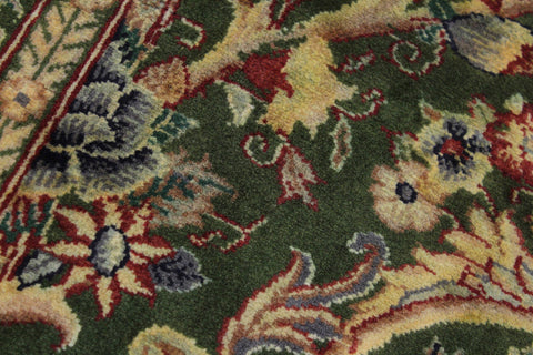 handmade Traditional Gulzar Green Gold Hand Knotted RUNNER 100% WOOL area rug 3' x 12'