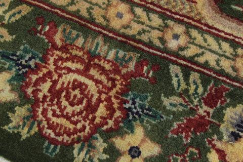 handmade Traditional Gulzar Green Gold Hand Knotted RUNNER 100% WOOL area rug 3' x 12'