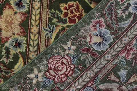 handmade Traditional Gulzar Green Gold Hand Knotted RUNNER 100% WOOL area rug 3' x 12'