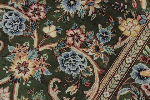 handmade Traditional Gulzar Green Blue Hand Knotted RUNNER 100% WOOL area rug 3' x 12'