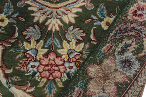 handmade Traditional Gulzar Green Blue Hand Knotted RUNNER 100% WOOL area rug 3' x 12'