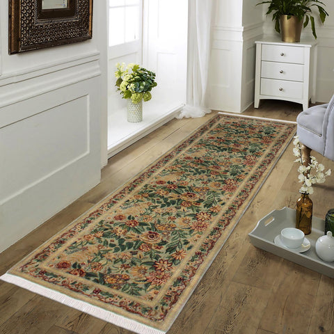 handmade Traditional Gohar Green Red Hand Knotted RUNNER 100% WOOL area rug 3' x 10'