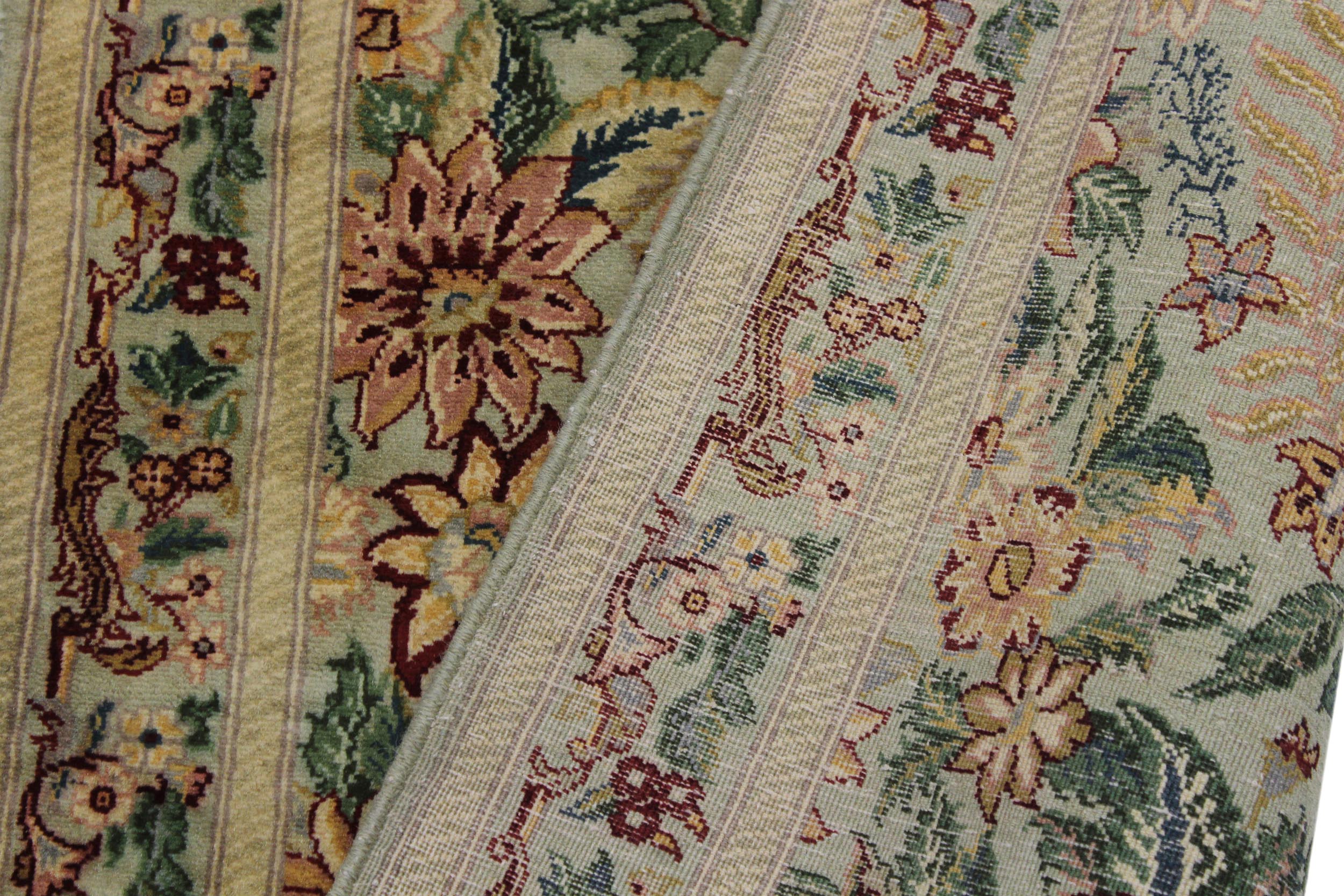 handmade Traditional Gohar Green Red Hand Knotted RUNNER 100% WOOL area rug 3' x 10'