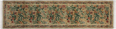 handmade Traditional Gohar Green Red Hand Knotted RUNNER 100% WOOL area rug 3' x 10'