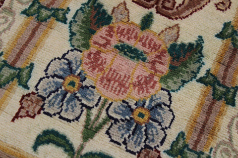 handmade Traditional Mahal Beige Blue Hand Knotted RUNNER 100% WOOL area rug 3' x 12'