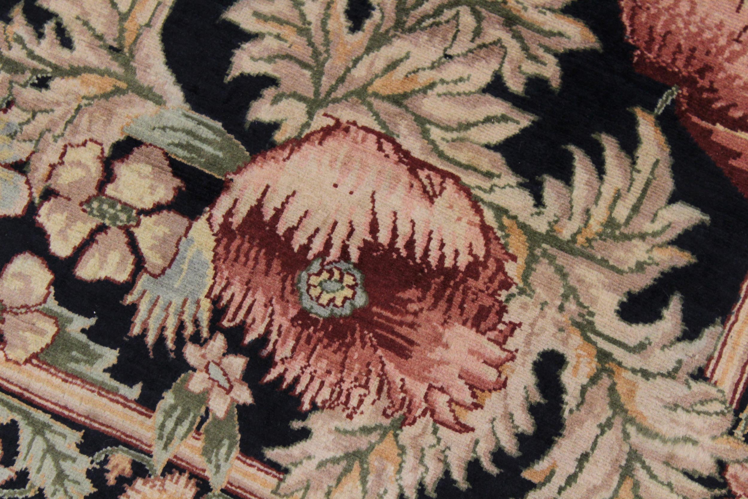 handmade Traditional Nawazish Black Pink Hand Knotted RUNNER 100% WOOL area rug 3' x 12'