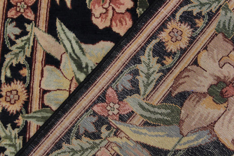 handmade Traditional Nawazish Black Pink Hand Knotted RUNNER 100% WOOL area rug 3' x 12'