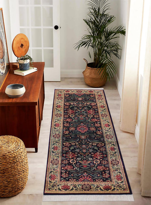 handmade Traditional Gohar Blue Beige Hand Knotted RUNNER 100% WOOL area rug 3' x 7'