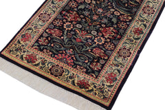 handmade Traditional Gohar Blue Beige Hand Knotted RUNNER 100% WOOL area rug 3' x 7'
