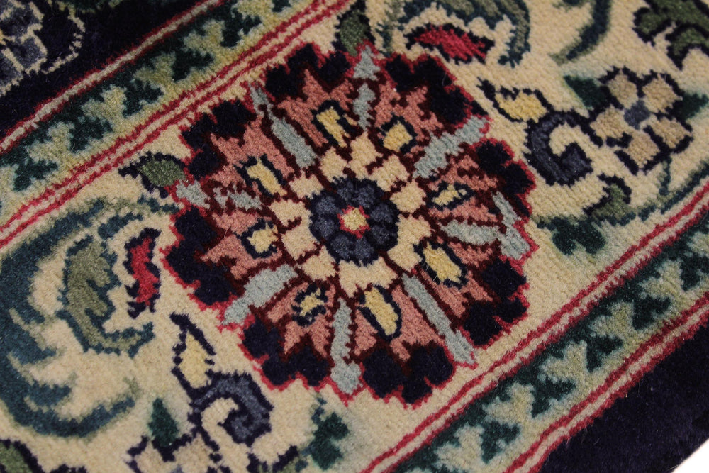 handmade Traditional Gohar Blue Beige Hand Knotted RUNNER 100% WOOL area rug 3' x 7'