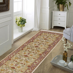 handmade Traditional William Ivory Rust Hand Knotted RUNNER 100% WOOL area rug 3' x 12'