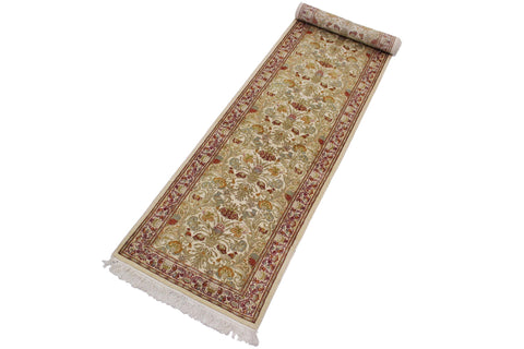 handmade Traditional William Ivory Rust Hand Knotted RUNNER 100% WOOL area rug 3' x 12'