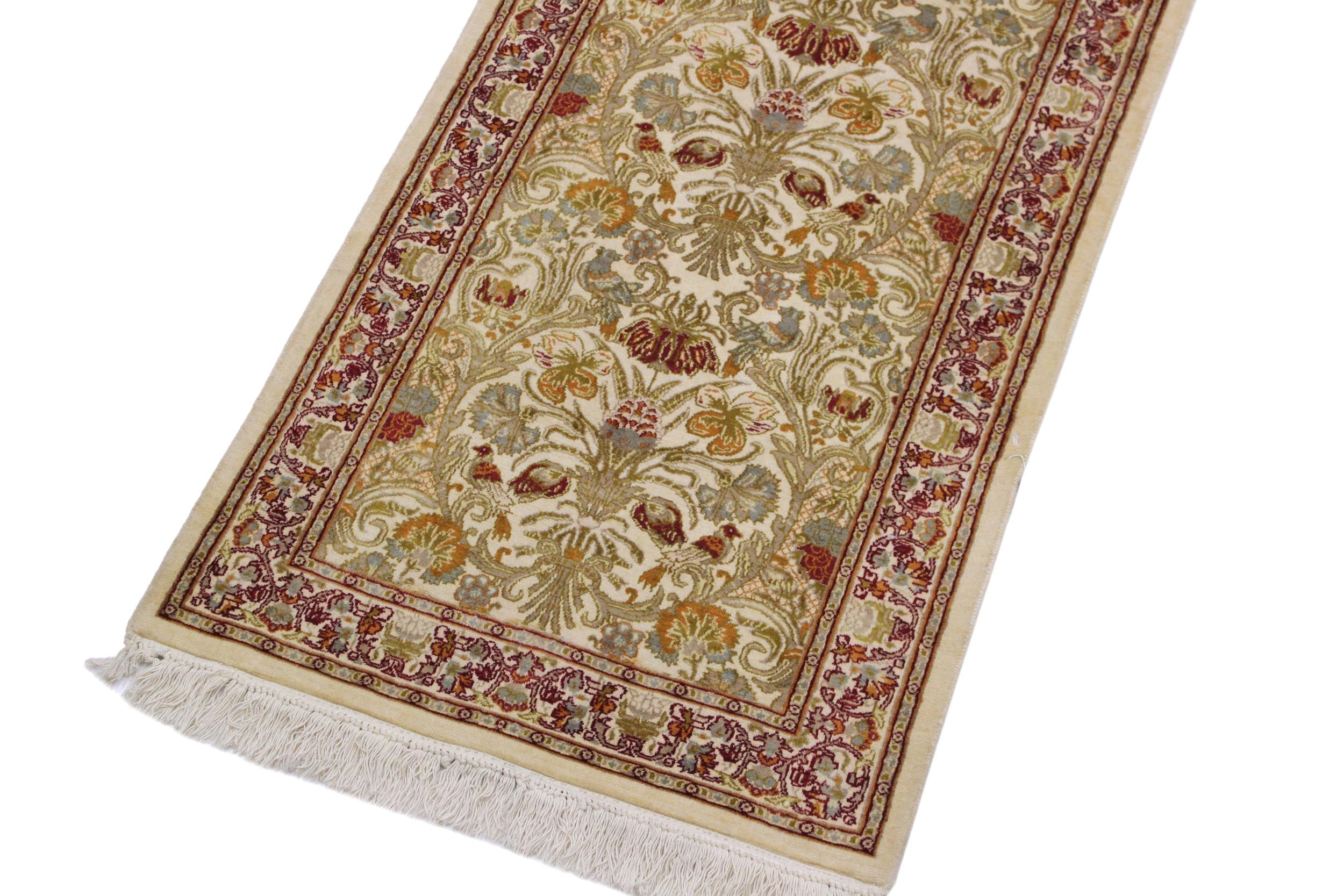 handmade Traditional William Ivory Rust Hand Knotted RUNNER 100% WOOL area rug 3' x 12'