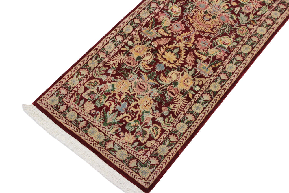 handmade Traditional William Red Lt. Gold Hand Knotted RUNNER 100% WOOL area rug 3' x 10'