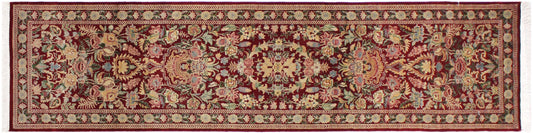 handmade Traditional William Red Lt. Gold Hand Knotted RUNNER 100% WOOL area rug 3' x 10'