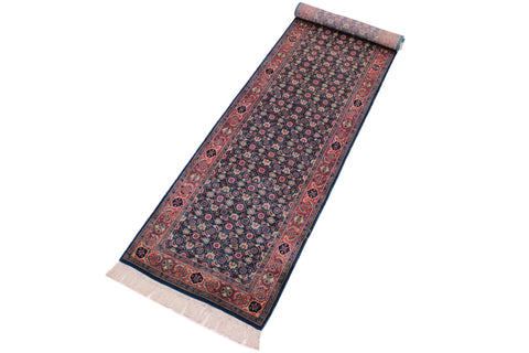 handmade Traditional Kashan Blue Pink Hand Knotted RUNNER 100% WOOL area rug 3' x 10'